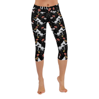 Jack Russell Terrier Flower Low Rise Capri Leggings (Invisible Stitch) (Model L08) - TeeAmazing