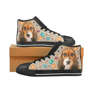 Basset Hound Black Men’s Classic High Top Canvas Shoes /Large Size - TeeAmazing