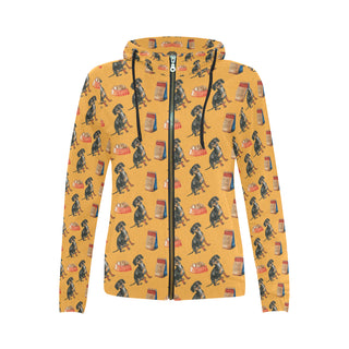 Dachshund Water Colour Pattern No.1 All Over Print Full Zip Hoodie for Women - TeeAmazing