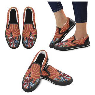 Power Ranger Black Women's Slip-on Canvas Shoes/Large Size (Model 019) - TeeAmazing