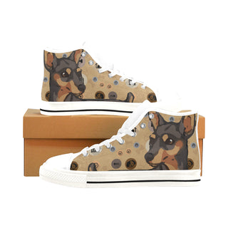 Miniature Pinscher Dog White Men’s Classic High Top Canvas Shoes /Large Size - TeeAmazing