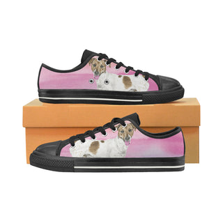 Jack Russell Terrier Water Colour No.1 Black Low Top Canvas Shoes for Kid - TeeAmazing