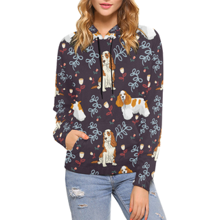 American Cocker Spaniel Flower All Over Print Hoodie for Women (USA Size) (Model H13) - TeeAmazing