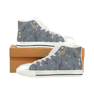 Trombone Pattern White High Top Canvas Shoes for Kid - TeeAmazing