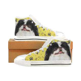 Japanese Chin Dog White High Top Canvas Shoes for Kid - TeeAmazing