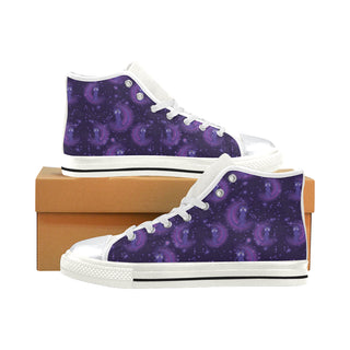Luna Pattern White High Top Canvas Shoes for Kid - TeeAmazing