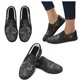 Italian Greyhound Glow Design 2 Black Women's Slip-on Canvas Shoes - TeeAmazing