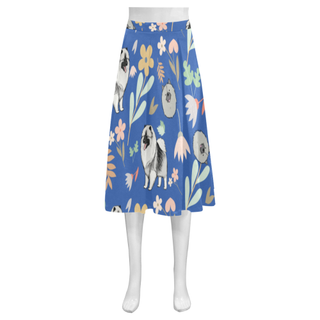 Keeshound Flower Mnemosyne Women's Crepe Skirt (Model D16) - TeeAmazing