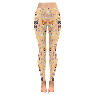 Chihuahua Flower Low Rise Leggings (Invisible Stitch) (Model L05) - TeeAmazing