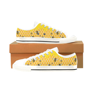 Bee Pattern White Men's Classic Canvas Shoes/Large Size - TeeAmazing