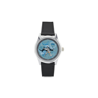 Sky Diving Kid's Stainless Steel Leather Strap Watch - TeeAmazing