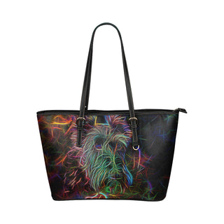 Scottish Terrier Glow Design 1 Leather Tote Bag/Small - TeeAmazing