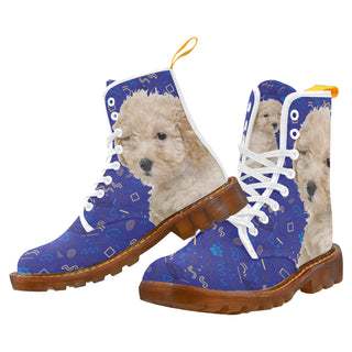 Poochon Dog White Boots For Women - TeeAmazing