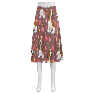 Basset Hound Flower Mnemosyne Women's Crepe Skirt (Model D16) - TeeAmazing