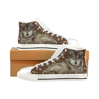 Wolf Lover White High Top Canvas Women's Shoes/Large Size - TeeAmazing