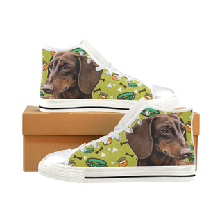 Dachshund White High Top Canvas Shoes for Kid - TeeAmazing