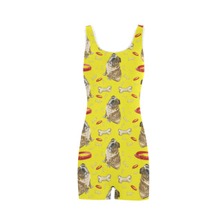 English Bulldog Water Colour Pattern No.2 Classic One Piece Swimwear - TeeAmazing