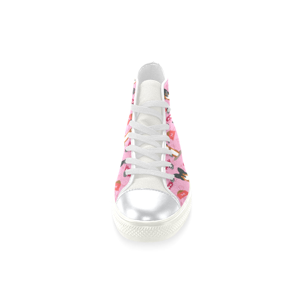 Papillon Pattern White High Top Canvas Women's Shoes/Large Size - TeeAmazing