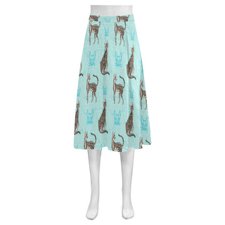 Serengeti Cat Mnemosyne Women's Crepe Skirt (Model D16) - TeeAmazing