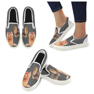Yorkie Lover White Women's Slip-on Canvas Shoes - TeeAmazing