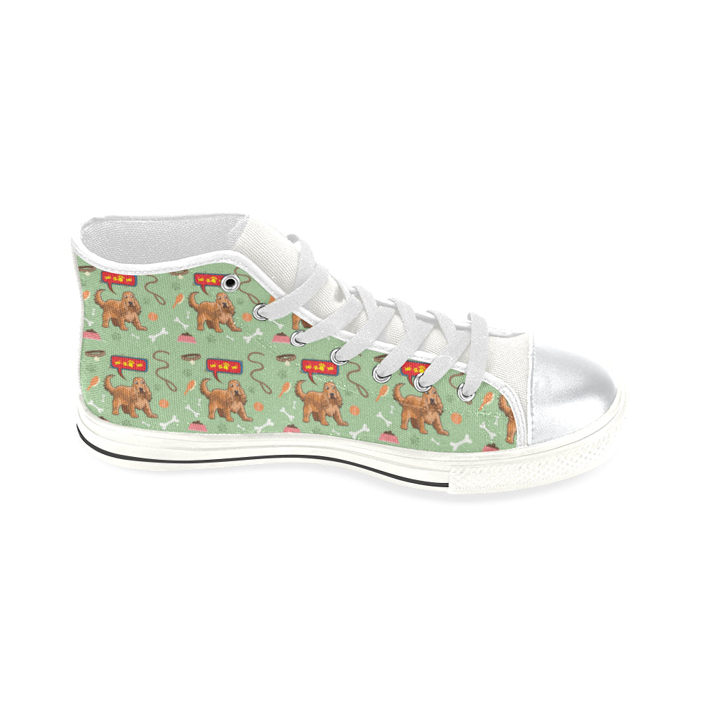 American Cocker Spaniel Pattern White High Top Canvas Women's Shoes/Large Size - TeeAmazing