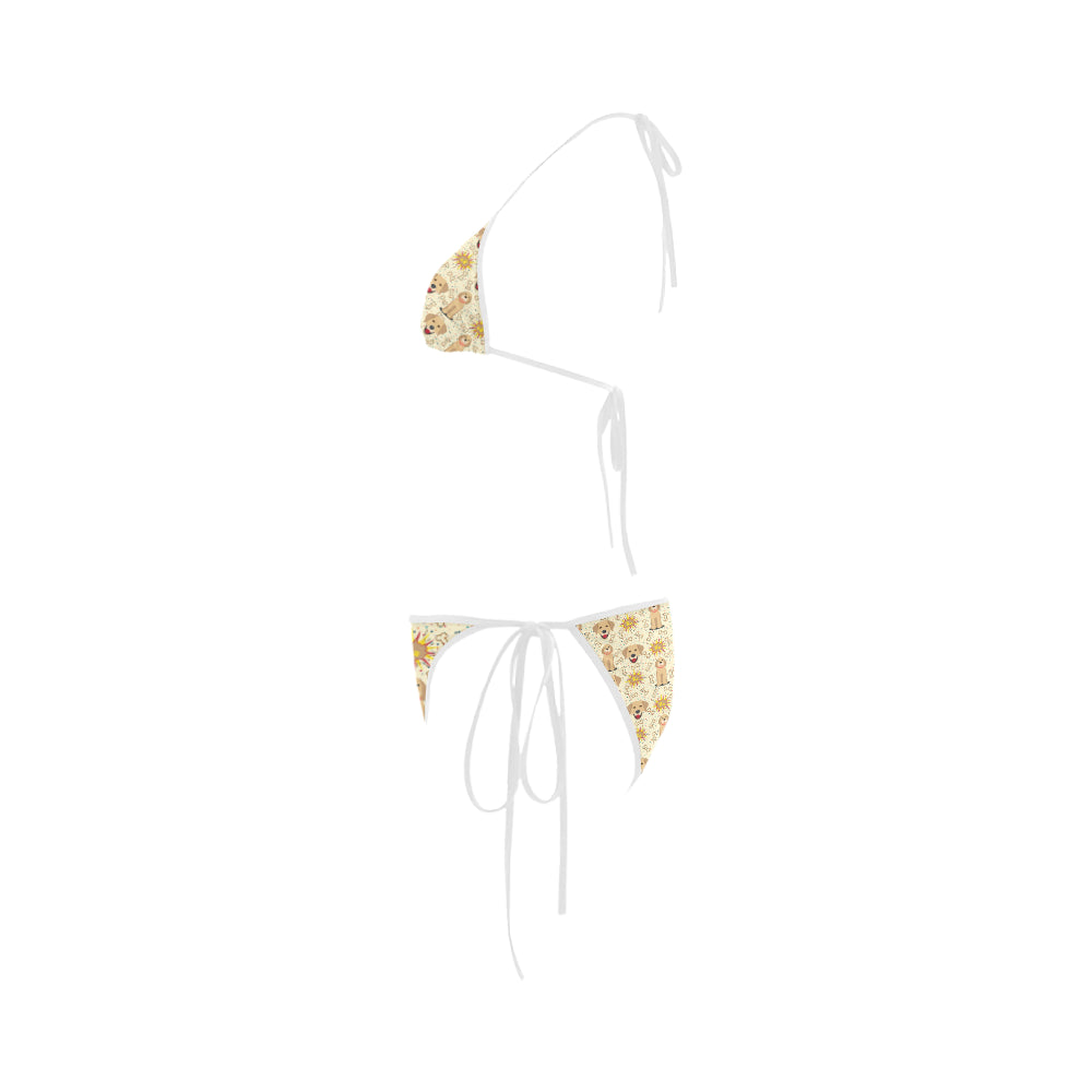 Golden Retriever Pattern Custom Bikini Swimsuit - TeeAmazing