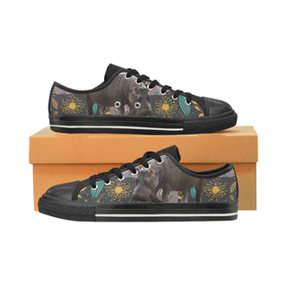 Hippo Black Low Top Canvas Shoes for Kid - TeeAmazing