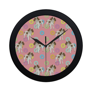 Cavalier King Charles Spaniel Water Colour Pattern No.1 Black Circular Plastic Wall clock - TeeAmazing