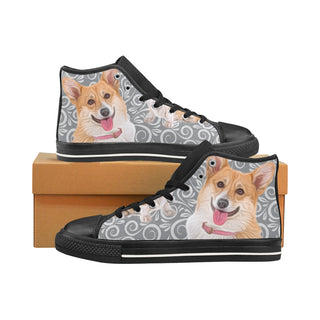 Corgi Lover Black Men’s Classic High Top Canvas Shoes /Large Size - TeeAmazing