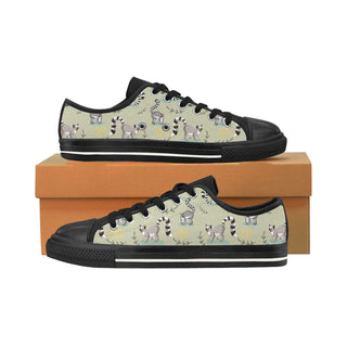 Lemur Pattern Black Men's Classic Canvas Shoes/Large Size - TeeAmazing