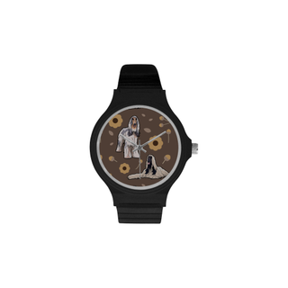 Afghan Hound Flower Unisex Round Plastic Watch(Model 302) - TeeAmazing
