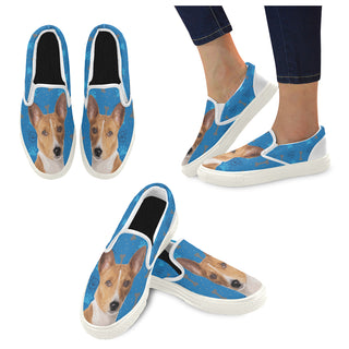 Basenji Dog White Women's Slip-on Canvas Shoes - TeeAmazing