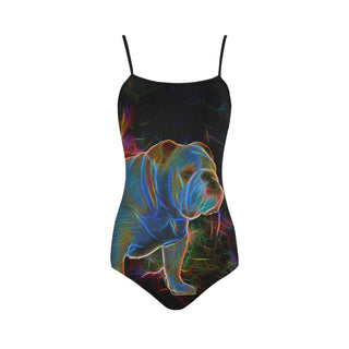 English Bulldog Glow Design 1 Strap Swimsuit - TeeAmazing
