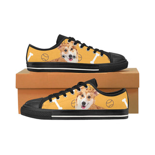 Corgi Black Men's Classic Canvas Shoes/Large Size - TeeAmazing