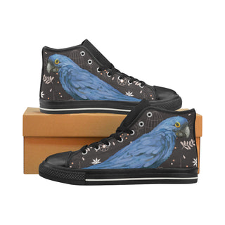 Hyacinth Macaw Parrot Black Women's Classic High Top Canvas Shoes - TeeAmazing