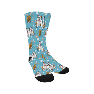 English Bulldog Flower Trouser Socks - TeeAmazing