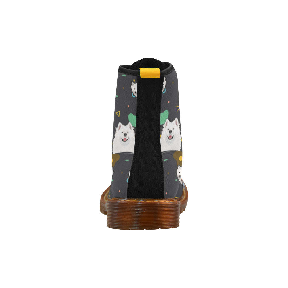 Samoyed Black Boots For Women - TeeAmazing