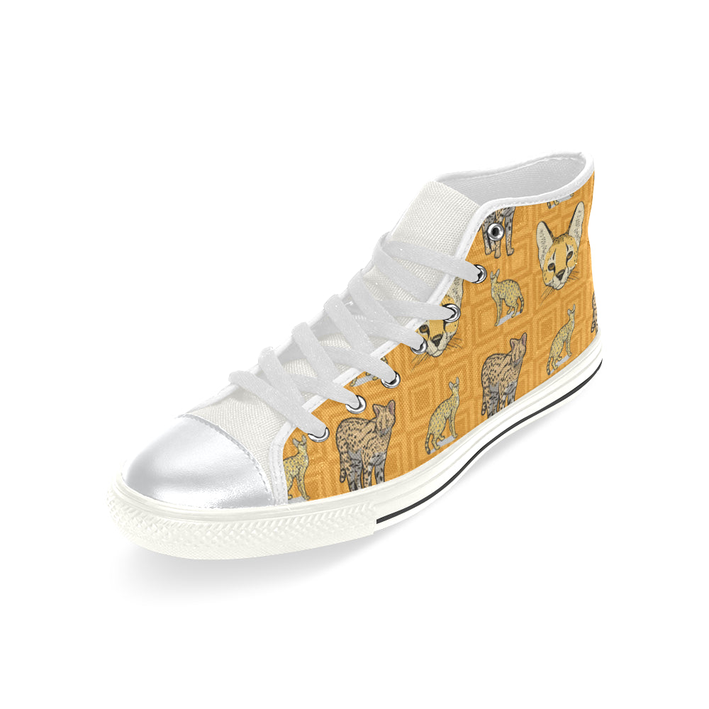 Savannah Cat White High Top Canvas Shoes for Kid - TeeAmazing