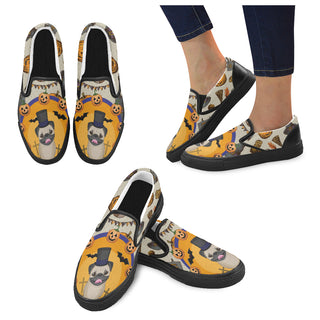 Pug Halloween Black Women's Slip-on Canvas Shoes - TeeAmazing