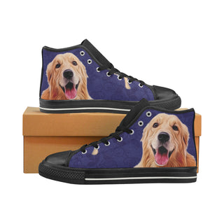 Golden Retriever Lover Black Men’s Classic High Top Canvas Shoes - TeeAmazing