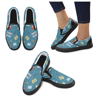 Bookkeeping Pattern Black Women's Slip-on Canvas Shoes - TeeAmazing