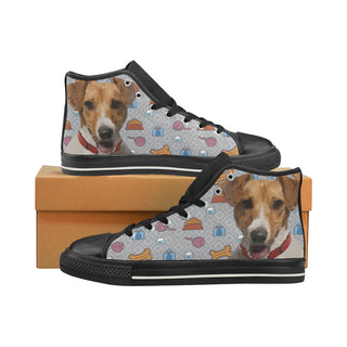 Jack Russell Terrier Black High Top Canvas Shoes for Kid - TeeAmazing