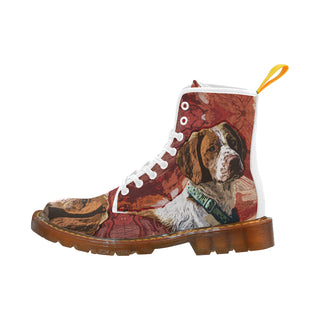 Brittany Spaniel Painting White Boots For Men - TeeAmazing