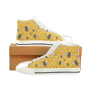 Bee White High Top Canvas Shoes for Kid - TeeAmazing