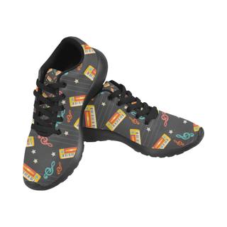 Keyboard Pattern Black Men’s Running Shoes (Model 020) - TeeAmazing