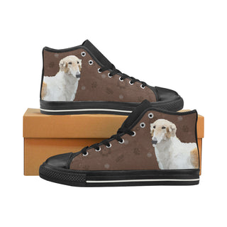 Borzoi Dog Black High Top Canvas Women's Shoes/Large Size - TeeAmazing