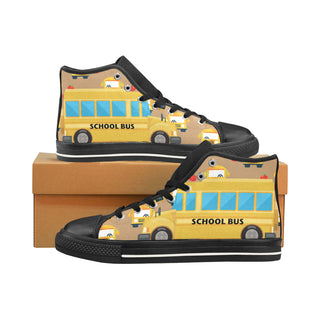 School Bus Black Men’s Classic High Top Canvas Shoes /Large Size - TeeAmazing