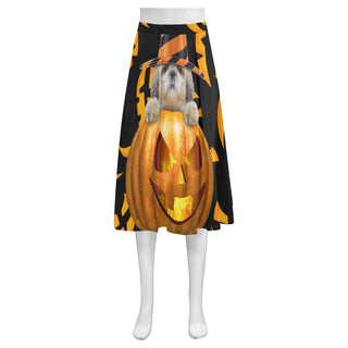 Shih Tzu Halloween Mnemosyne Women's Crepe Skirt (Model D16) - TeeAmazing