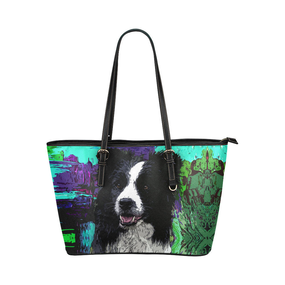 Border Collie Leather Tote Bags - Border Collie Bags - TeeAmazing