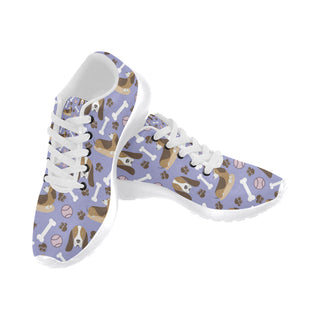 Basset Hound Pattern White Sneakers Size 13-15 for Men - TeeAmazing